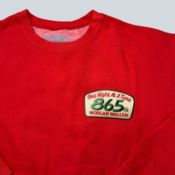 Morgan Wallen Crewneck Sweatshirt Small Red One Night At A Time 865 Tour Merch - Picture 3 of 7